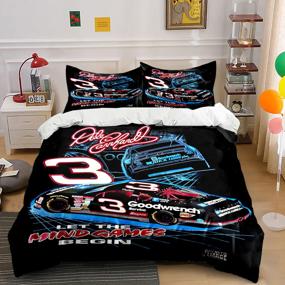 Bold racing theme with number three Print Bedding Set 1 Duvet Cover 2 Pillowcases for Adult and Children Luxury Gift Full Size
