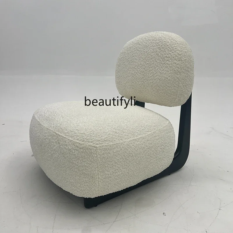 

Teddy wool lamb wool single sofa chair simple floor lazy single chair medieval