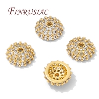 8.5mm Spacer Bead Caps 18K Gold Plated Brass with Zircon Flower Bead End Caps For Jewelry Making Supplies DIY Accessories