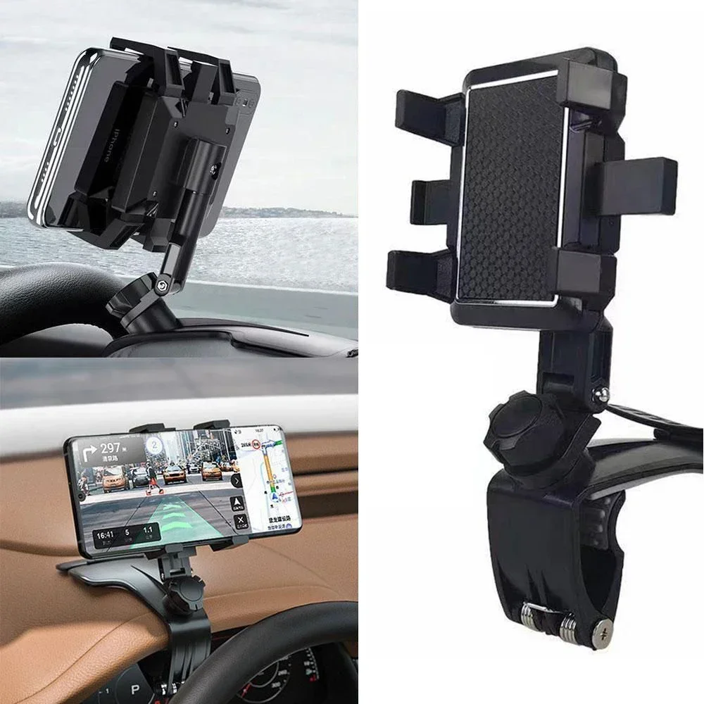 

Car Phone Mount 360° Rotation Universal Dashboard Car Phone Holder Rearview Mirror Sun Visor Adjustable Clip Car Phone Mount