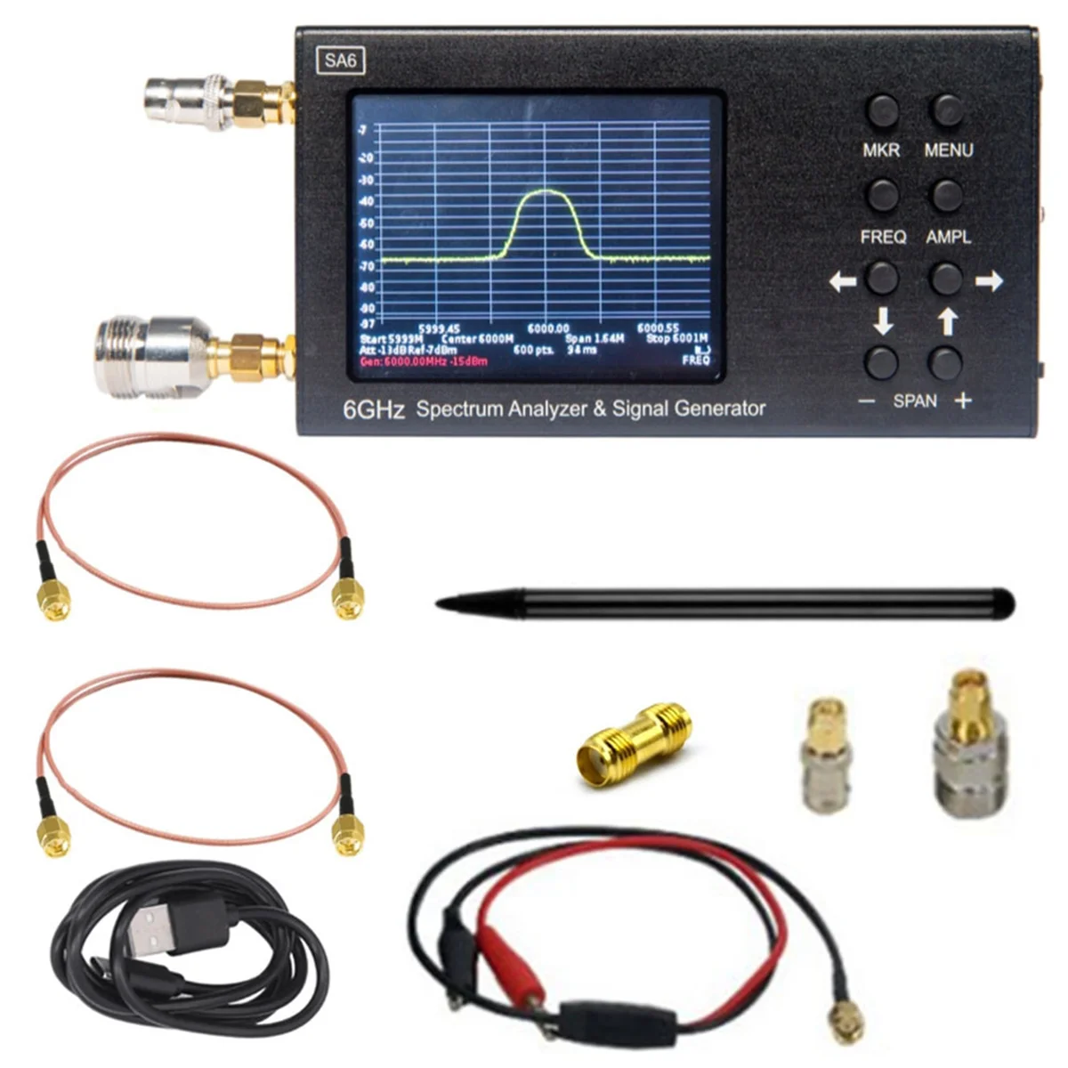 

New SA6 Portable 6GHz Spectrum Analyzer & Signal Genertor TO, 2G, 3G, 4G, LTE, CDMA, DCS, GSM, GPRS,GLONASS