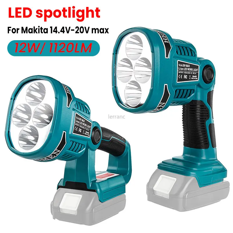 

12W 18V LED Lamp LED WorkLight Flashlight for Makita DML812 BL1430 BL1830 BL18610B Lithium Battery USB Outdoor Spotlight