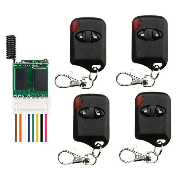DC3.7V 4.5V 5V 6V 7.4V 9V 12V 2CH Mini Relay Wireless Switch Remote Control Power LED Lamp Controller Micro Receiver Transmitter