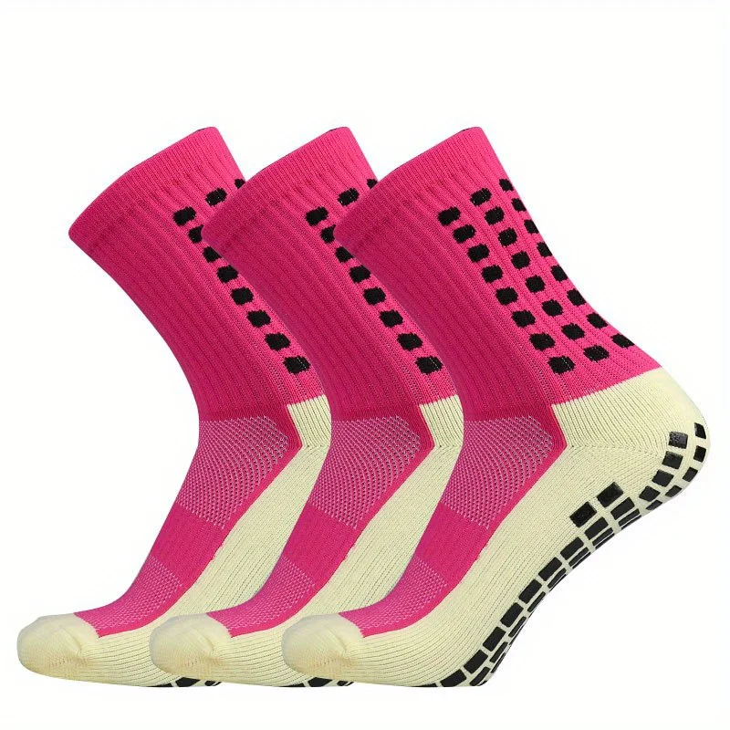 3 Pairs Multifunctional Professional Non-slip Silicone Football Socks, Outdoor Breathable Training Sports Socks