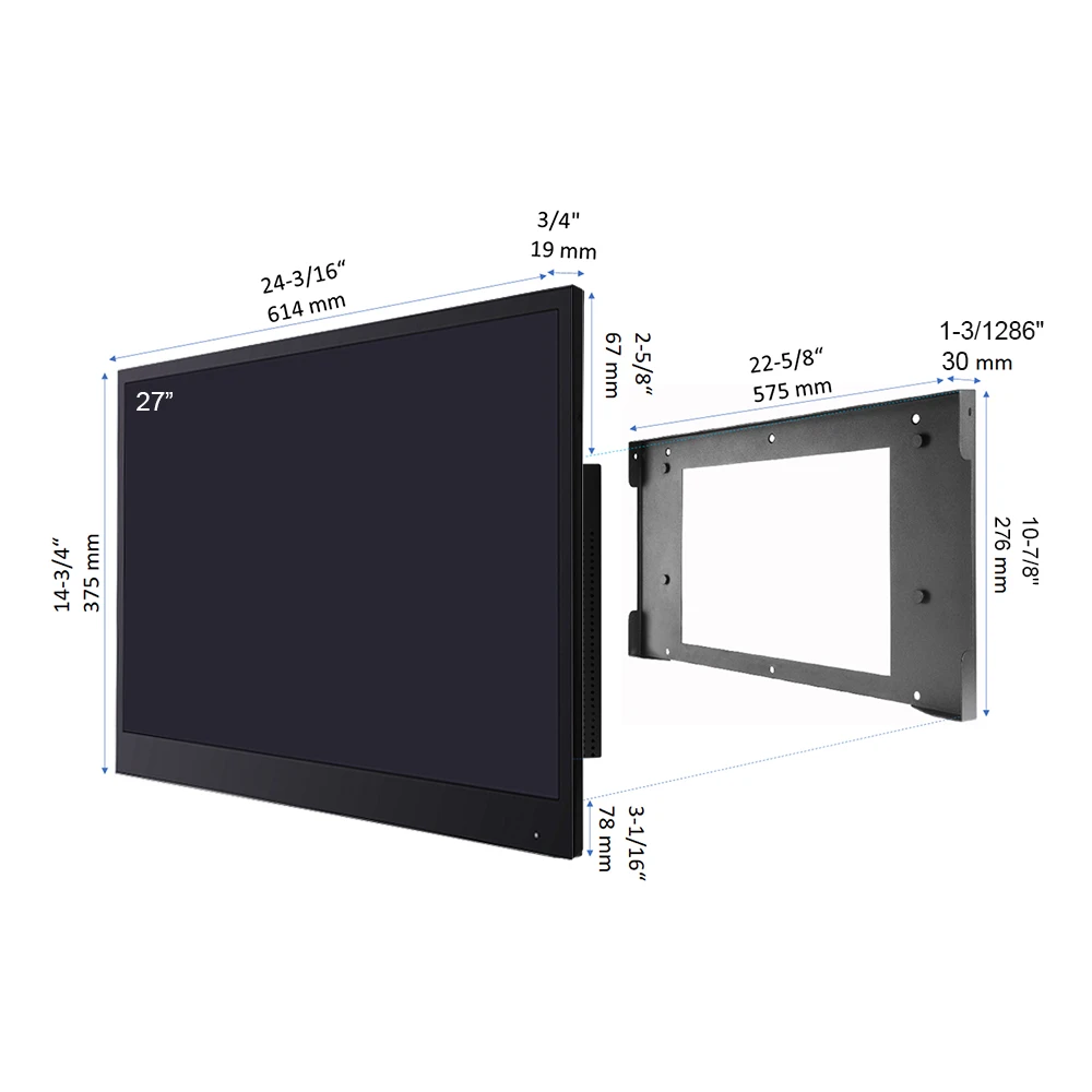 Souria 27 pulgadas Smart Black Impermeable LED Televisión para baño TV Android Construido en WiFi Hotel DTV Sintonizador ASTC DVB T IP66 Almacén en