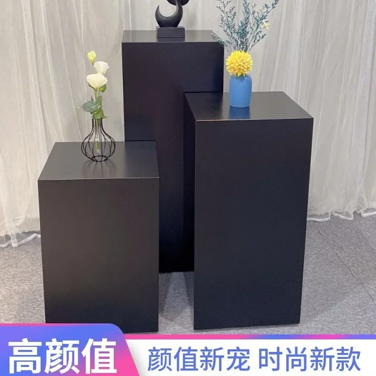 Wood black paint display table window rectangular platform handicraft display rack model prop photography table