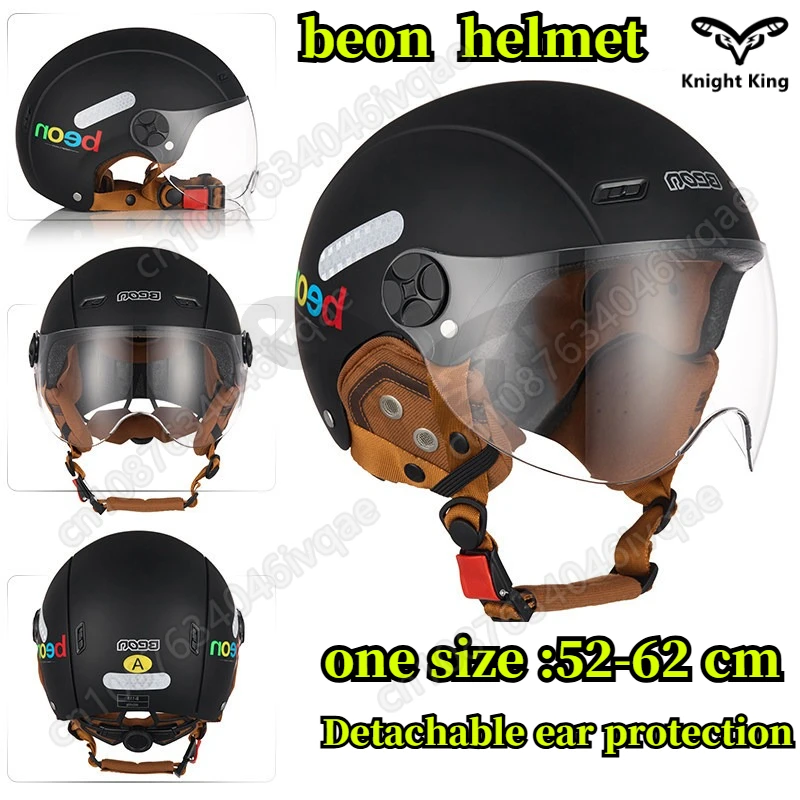 

BEON Helmet Women's Electric Vehicle Motorcycle Men women Universal Half Helmet B118 Ear Protector Removable Winter Warm