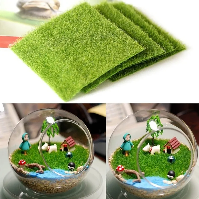 1PC 15*15 Green Micro Landscape Decoration Mini Fairy Garden Simulation Artificial Fake Moss Decorative Lawn Turf Green Grass