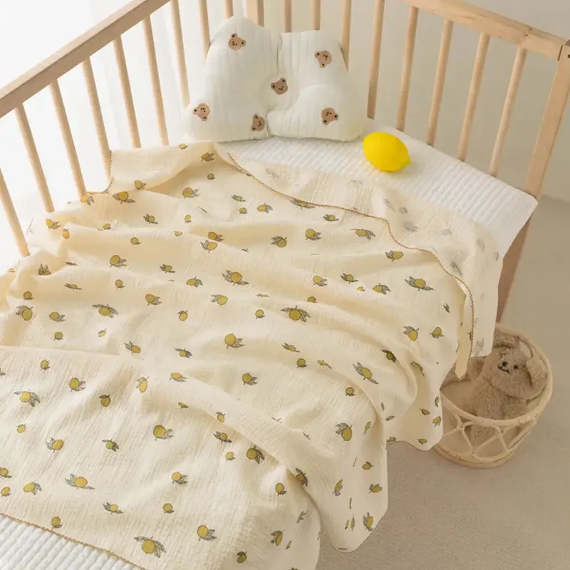 Newborn Baby Blankets 100*110cm Kids Boys Girls Double-Layer Muslin Swaddling Towel Bath Towel Shawl Toddler Comforter Sheet