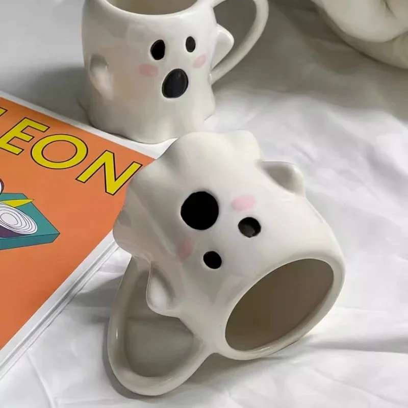 Красное лицо милая форма призрака Хэллоуин Смешная кружка Большая емкость керамическая чашка устойчивость к высоким температурам