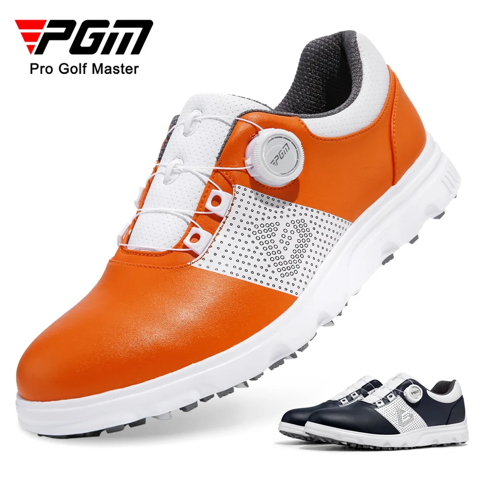 PGM Men Golf Shoes BOA Quick Lacing Color‑Matching Waterproof Microfiber Leather Spikeless Non‑Slip Male Golf Training Sneakers