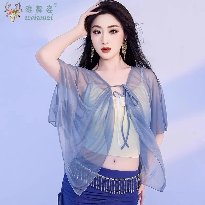 Top do tańca brzucha ubrania do ćwiczeń tanecznych klasyczny kardigan z gazy top do tańca kobiety chiński strój do tańca nowoczesnego okrycie treningowe