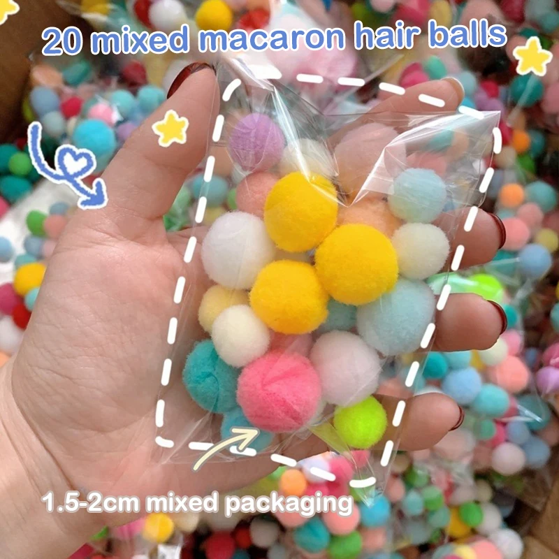 

20Pcs Random Macaron Pompom Fur Balls 15 To 20mm Fluffy Pompones Soft Furball For DIY Decor Accessories Handmade Crafts Supplies