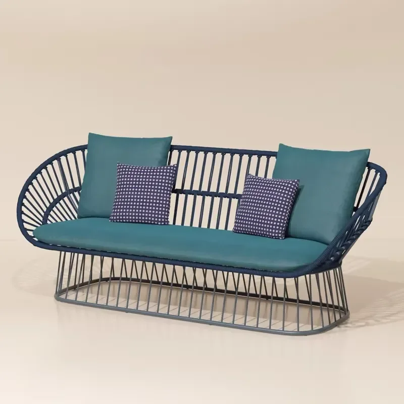 Balcony Small Sofa Outdoor Handmade Lazy Rattan Leisure Garden Furniture Creative Open-air Back Chair Coffee Table