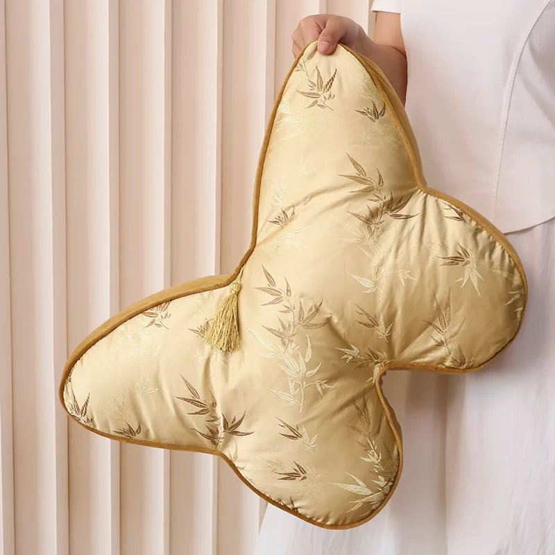 55x43cm Retro Style Gold Butterfly Shaped Waist Pillow Light Luxury Lumbar backrest Sofa Cushion