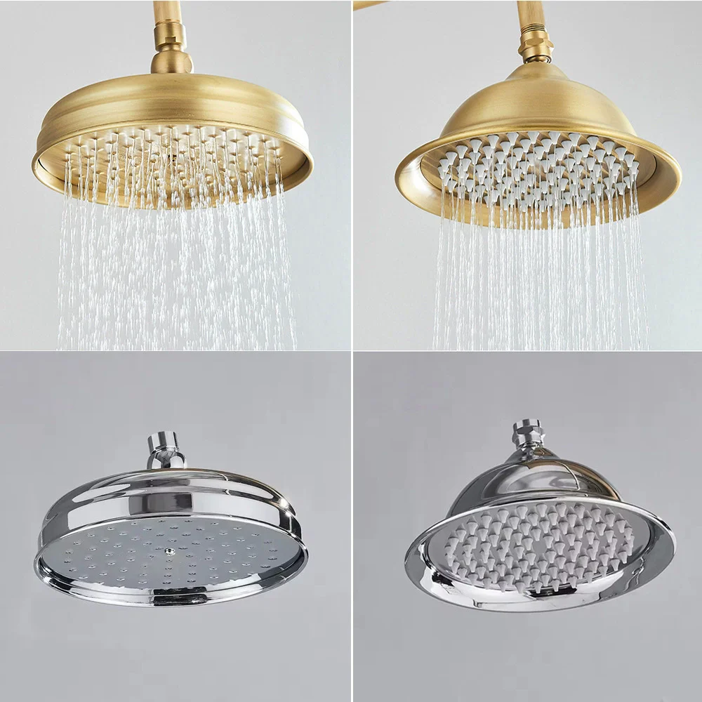 Antique Rainfall Shower Head 8 Inch Red Bronze Bathroom Ceiling Shower Head High Pressure Gold Bathroom Top Sprayer Ceiling