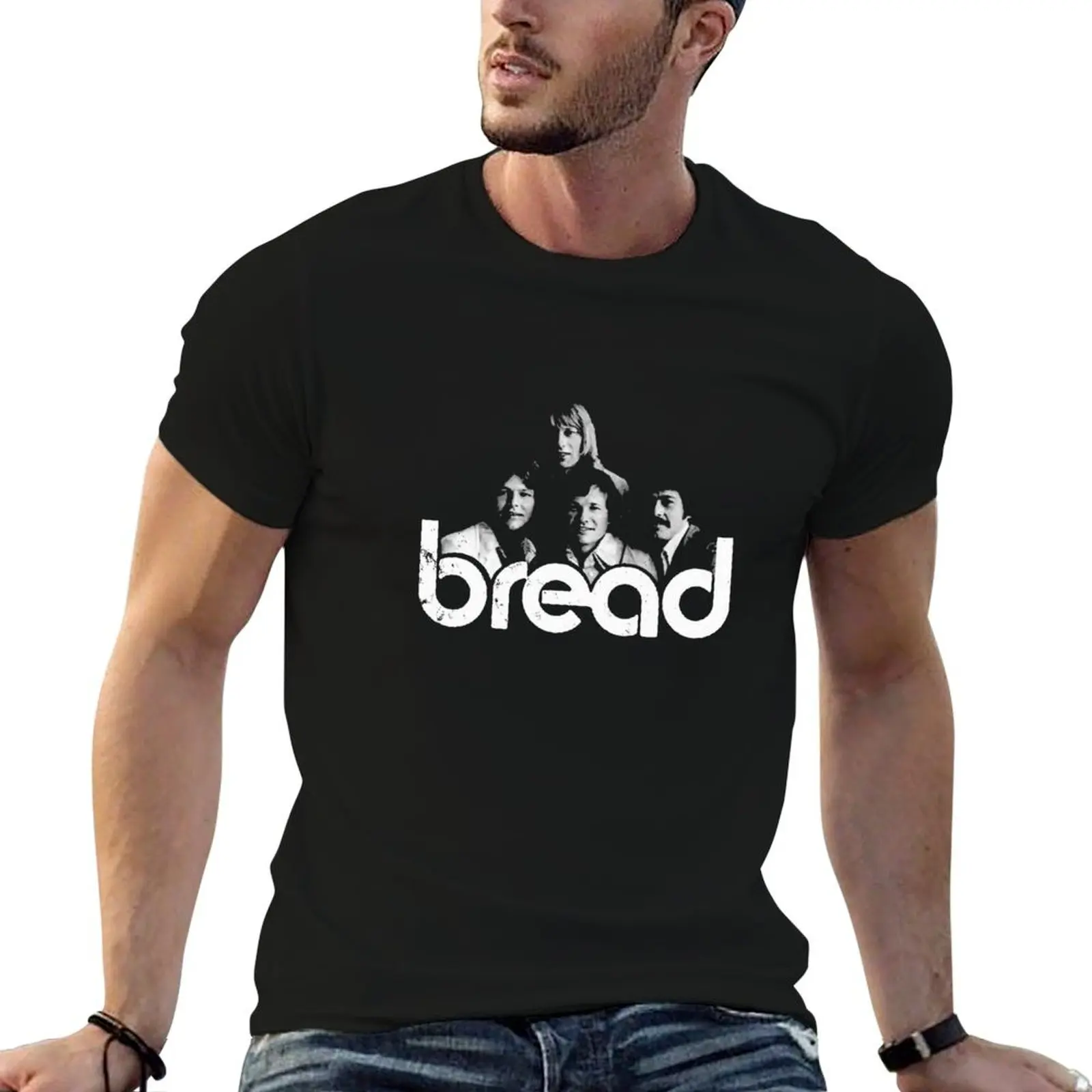 Bread stencil artwork T-Shirt new edition blue archive T-shirts for men cotton