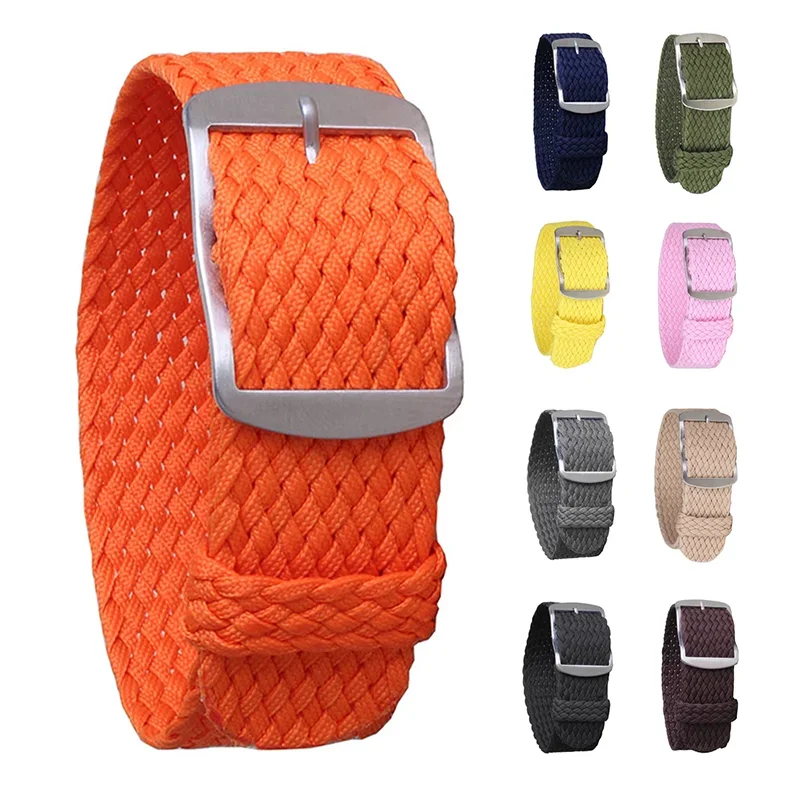 High Quality Fabric Woven Bracelet One Piece Watch Band Canvas Wristband 14mm 16mm 18mm 20mm 22mm Nylon Colorful Strap