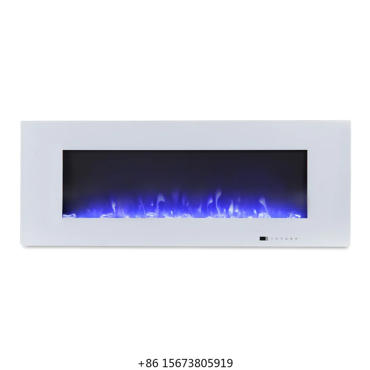 

50-дюймовый электрический камин-обогреватель белого цвета, настенный, с термостатом и пультом дистанционного управления, для использования в отелях (на английском языке)