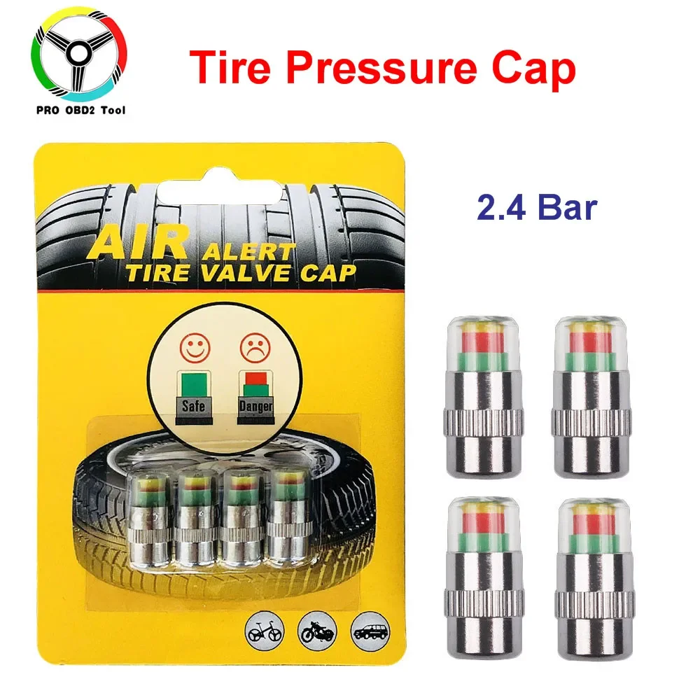 4PCS Car Tire Pressure Indicator Caps Tire Air Alert Cap 12V 24V Cars Trucks Suits Auto Tire Pressure Monitor Sensors TPMS