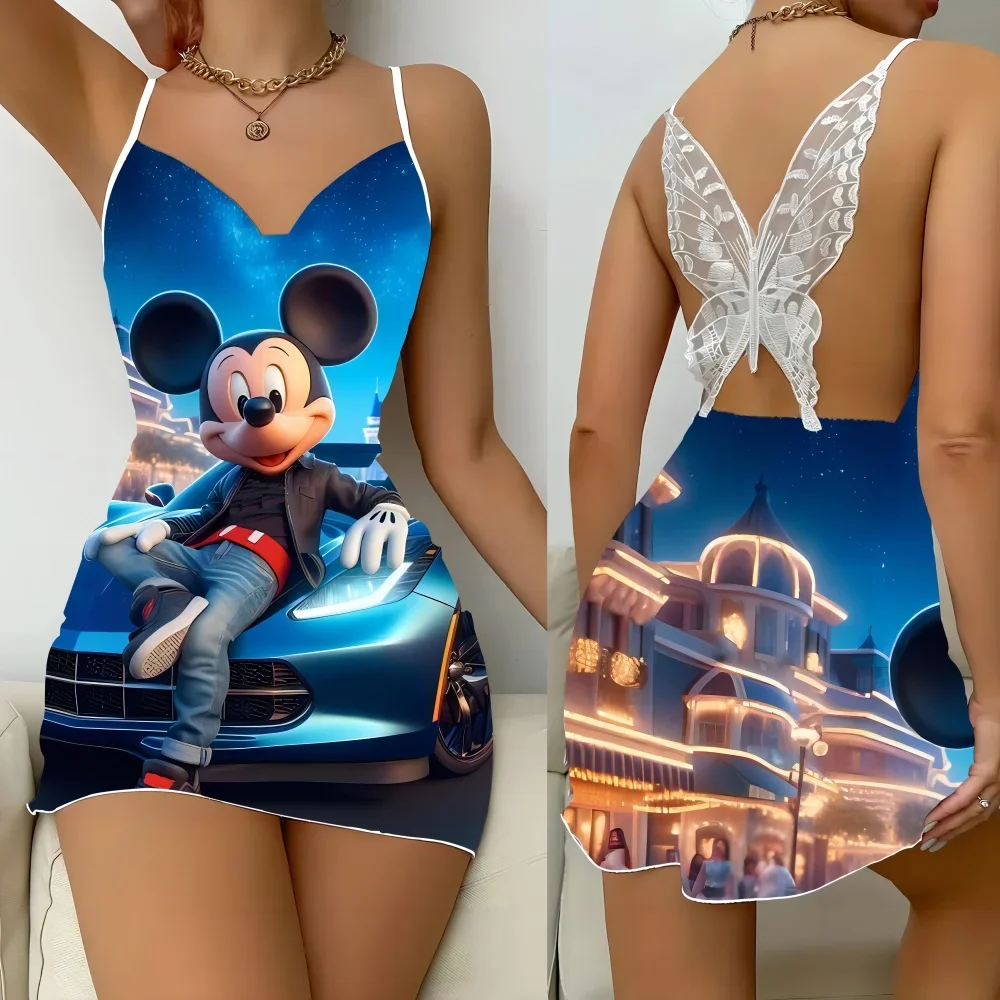 

New Sleepwear for Women Summer Sexy Female Nightwear Sleevesless Women's Home Dress Cartoon Pattern Women's Pajama Free Shipping