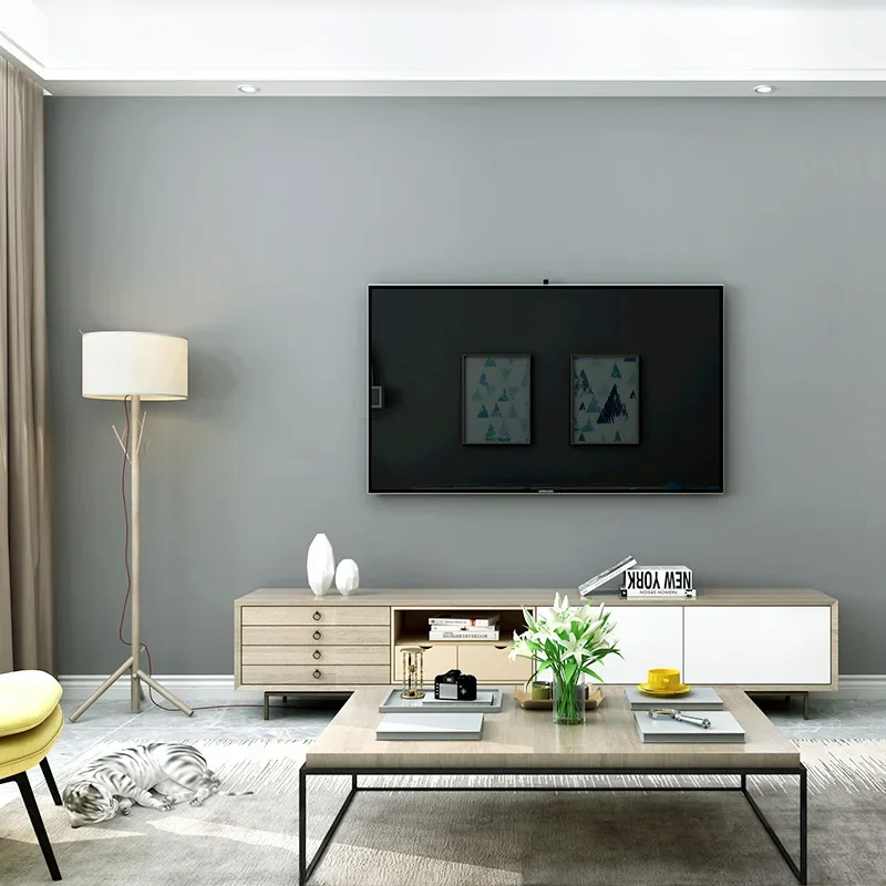 Solid Color Wallpaper Modern Simple Bedroom Plain Living Room Studio Restaurant Background Nordic Style Gray Wallpaper