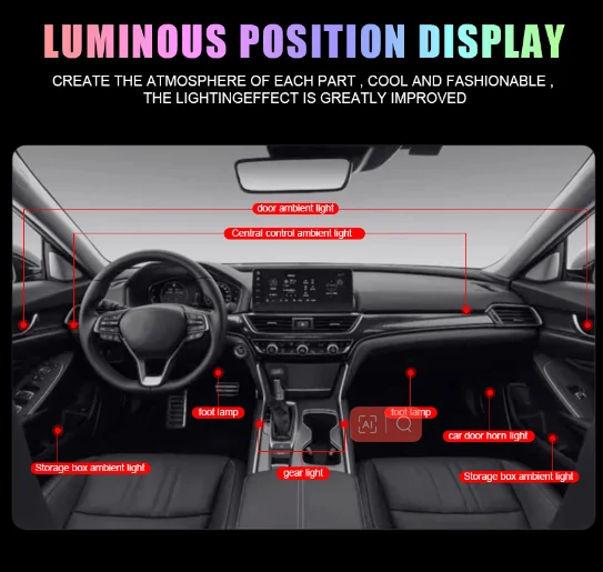 No.1 Selling Car Ambient Light Kit 18 In 1/10 In 1/6 In 1 Interior Led Car Lights Symphony Led Strip Light RGB For 98% Car view 6