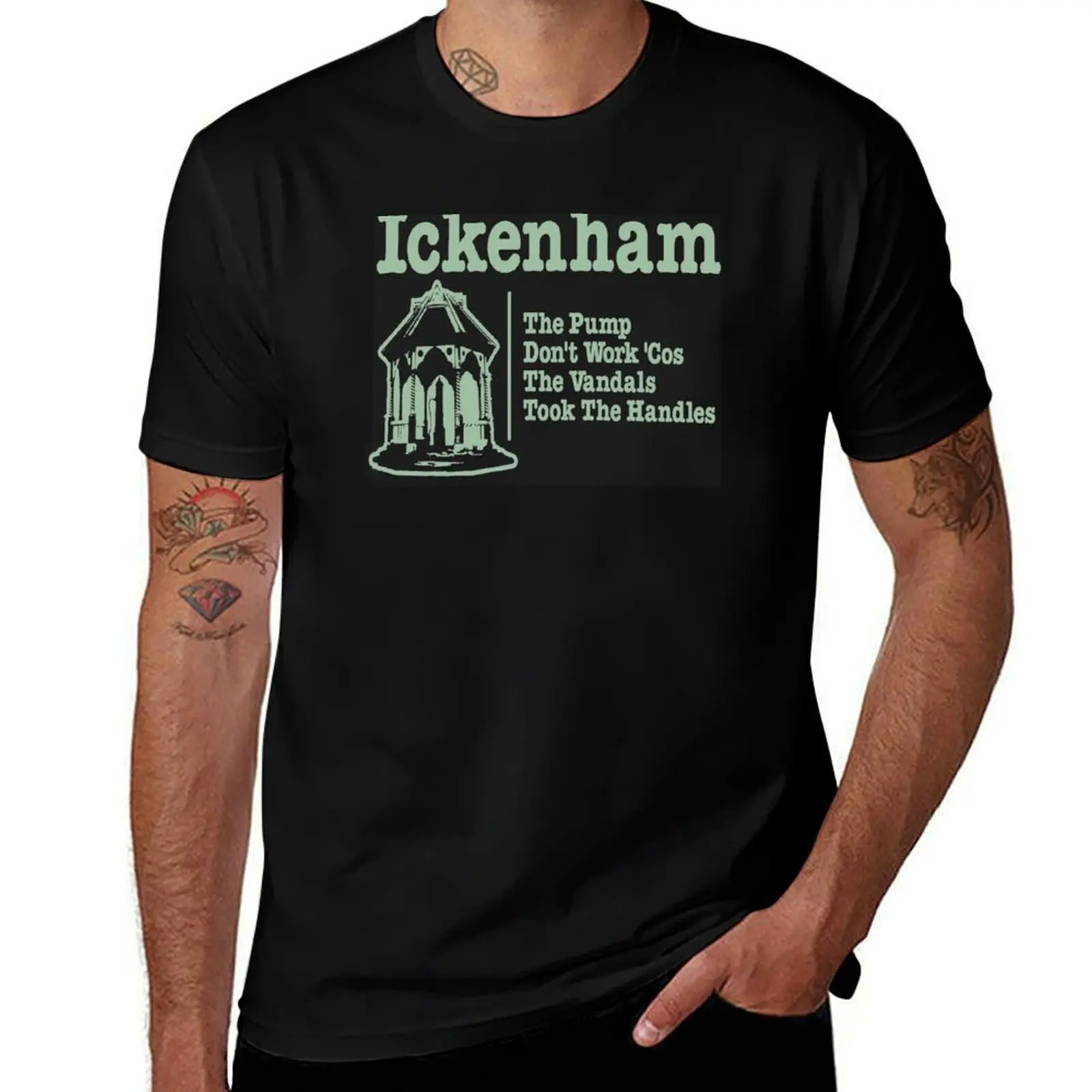 Ickenham the pump don't works cos the vandals took the handles T-Shirt Stylish Print Short Sleeve Tee T-Shirt