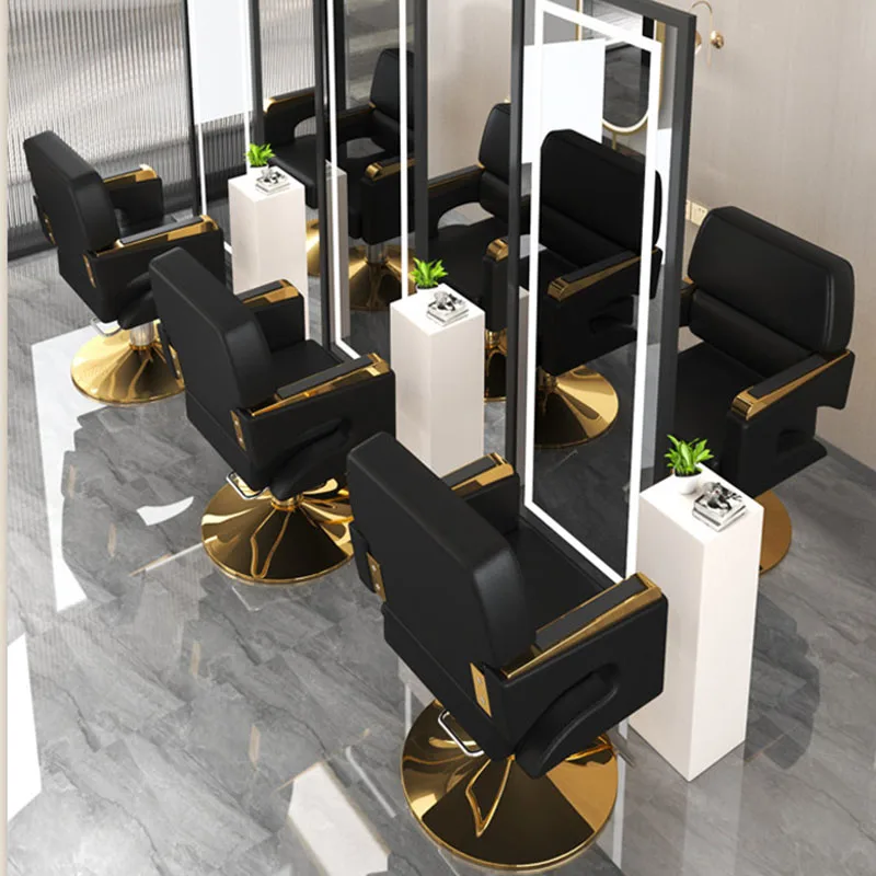 Italian Minimalist Barber Chair Folding White Design Hairstylist Barber Chair Nordic Adjustable Silla Barberia Salon Furniture
