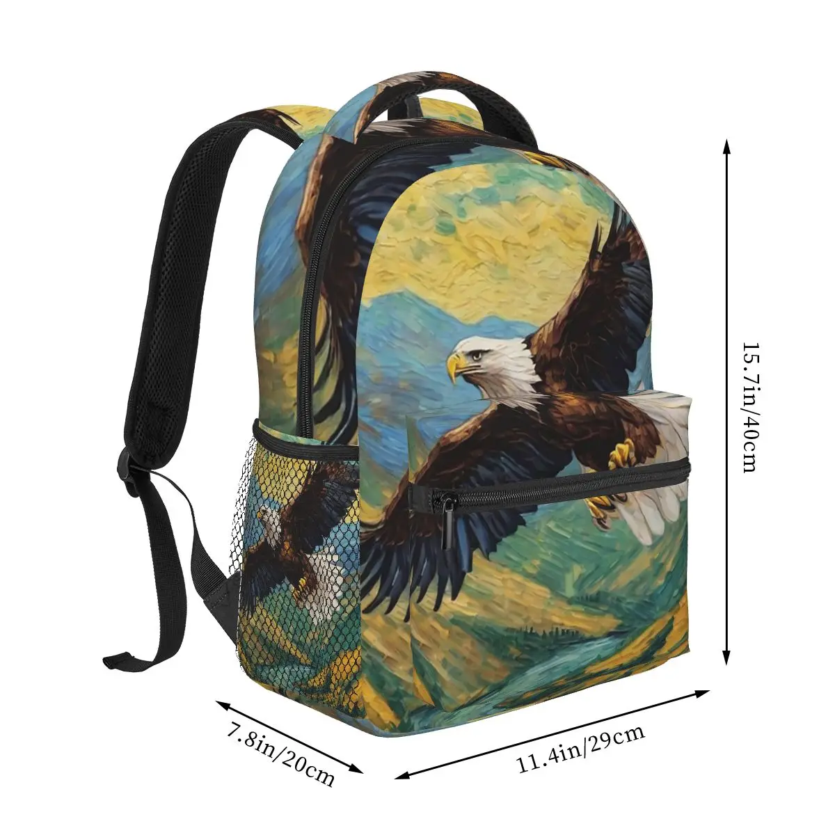 Eagle Soaring In Splendor Mountain Forest Backpack Student Boys Girls BookBag Kids School Bag Laptop Shoulder Bags for Men Women