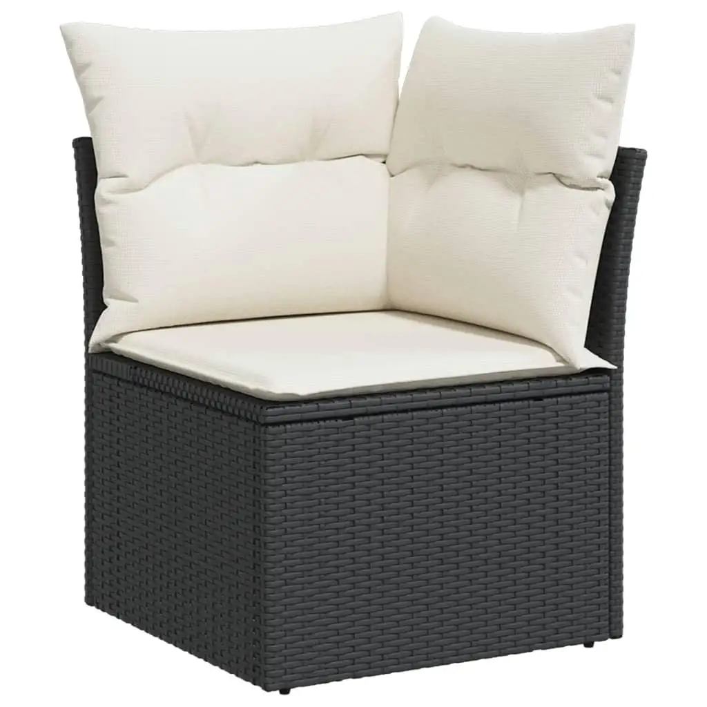 Gartensofa-Set aus schwarzem PE-Rattan, 9-teilig, modulare Outdoor-Couchmöbel, Terrassen-Lounge-Set