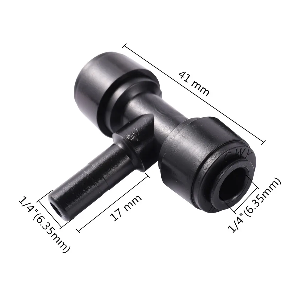 10Pcs 6.35mm Black RO Water Fitting 1/4 Straight Elbow Tee POM Coupling Hose PE Pipe Bulkhead Quick Connector Water Filter Parts