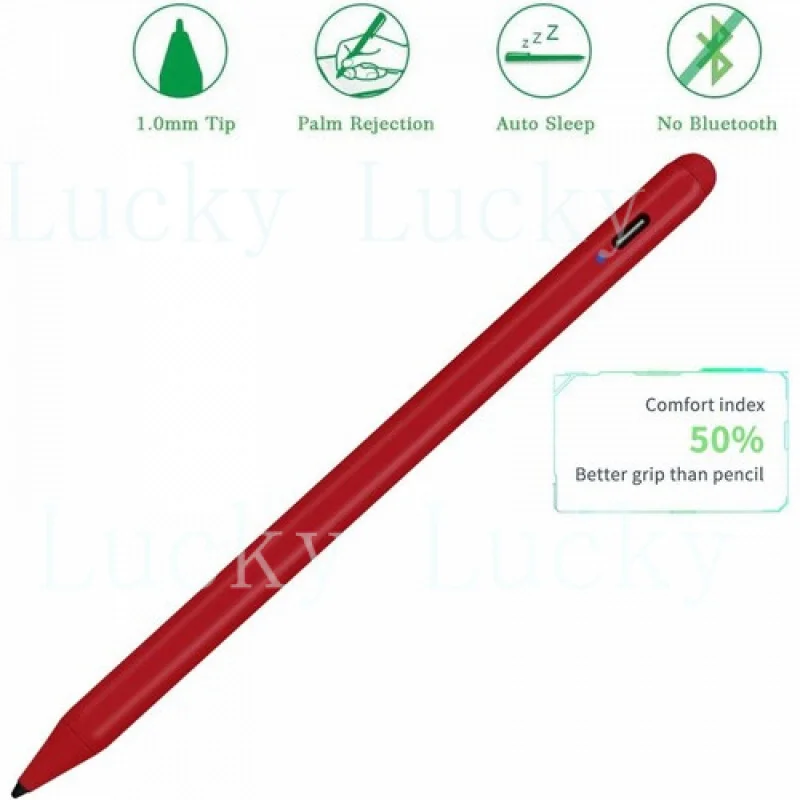f  Stylus Pencil with Palm Rejection Active Draw and Write for iPad 2018-2024 Red