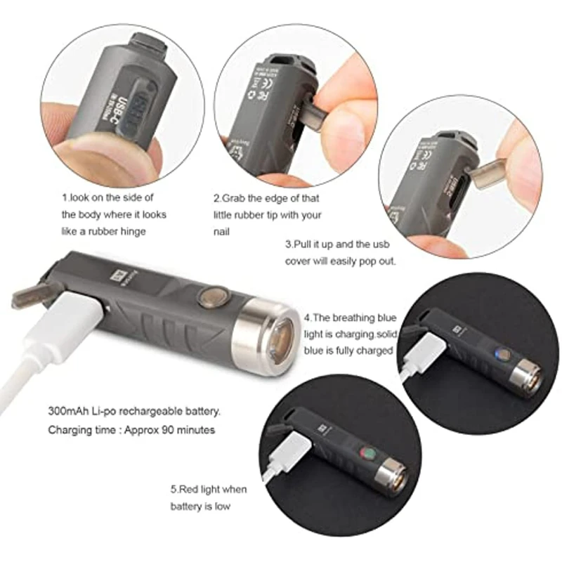 RovyVon Aurora A1 USB C Rechargeable EDC Flashlight 650 Lumens Super Bright Outdoor Mini Keychain Flashlights For Everyday Carry