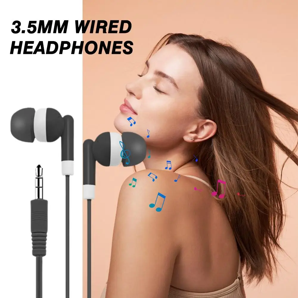 3.5mm Stereo Earphones Headset With Volume Control  Wired Headphones In Ear High Definition Deep Bass Dropshipping No Mic