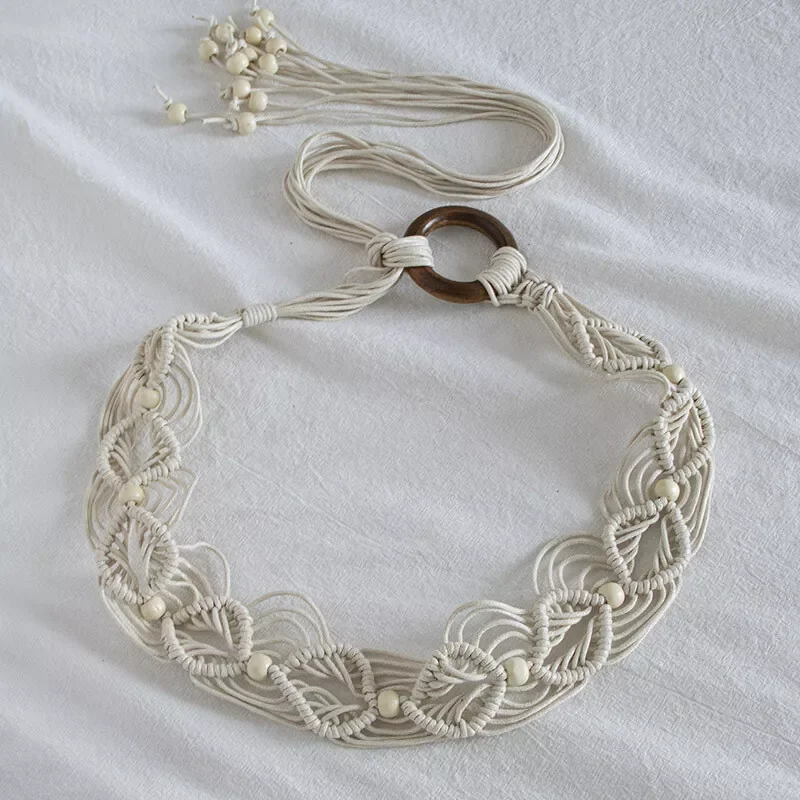 Women Woven Tassel Belt Braided Waistband
