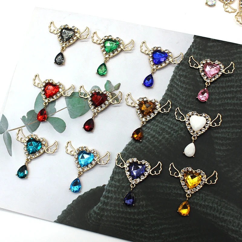 

5Pcs alloy material peach heart heart pendant water diamond acrylic gemstone DIY hair accessory bow gift box accessory pendant