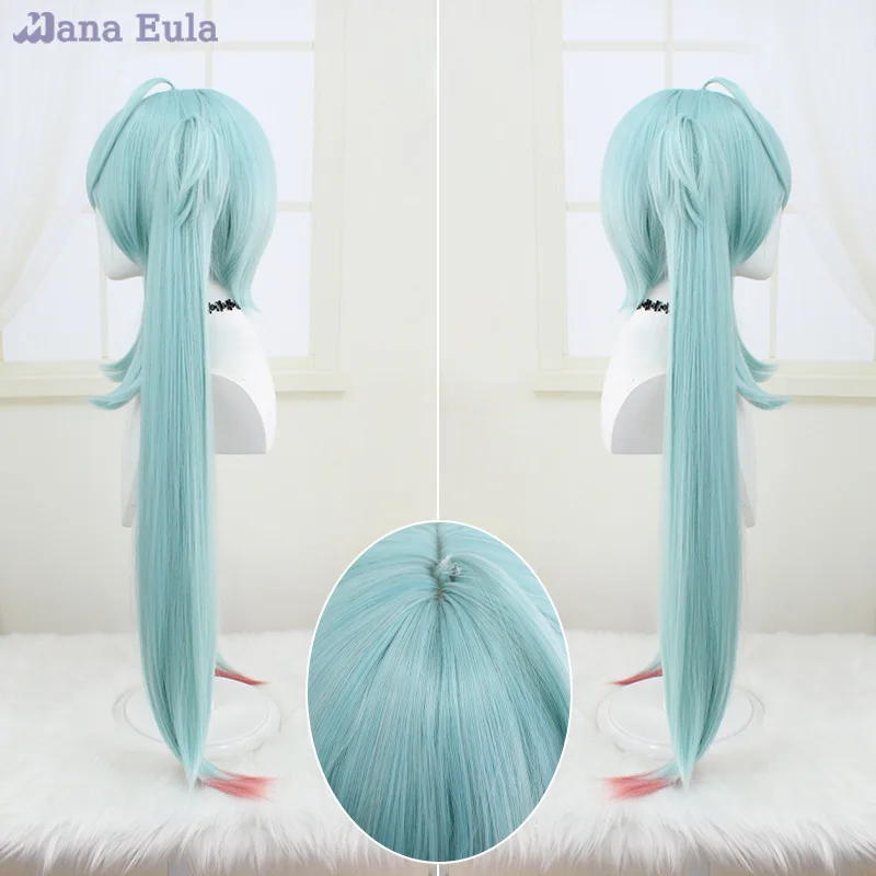 ليتل الراكون شعر مستعار فوكالويد ميكو شعر مستعار تأثيري الشعر الاصطناعية 100 سنتيمتر طويل الأزرق الوردي مختلطة Mikuu الراكون شعر مستعار تأثيري غطاء شعر مستعار مجاني