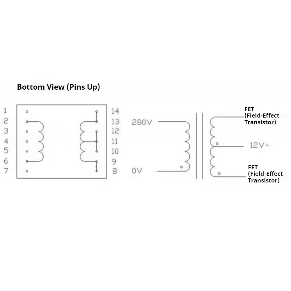 

400W EI40 High Frequency Transformer 12V to 280V 40KHZ PC40 Core 7+7 Pin for Modified Sine Wave Inverter Car Power Inverter Part