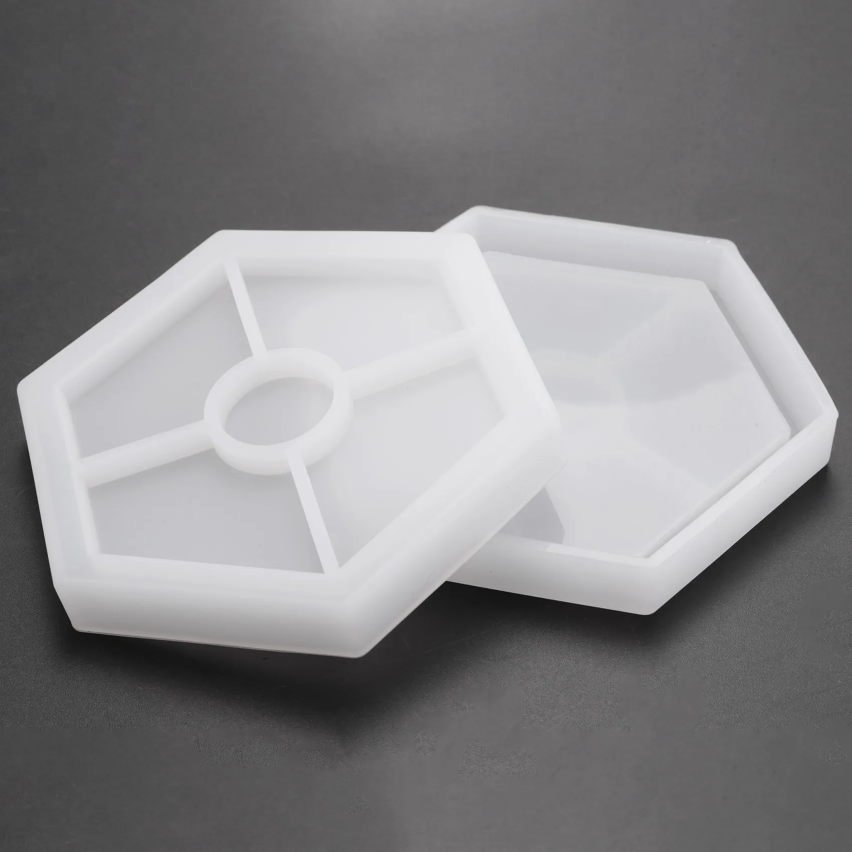 BVBV 8 عبوات من قوالب كوستر السيليكون السداسية قالب راتينج السيليكون، قوالب إيبوكسي للصب بالراتنج والخرسانة والأسمنت