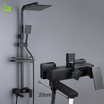 Long Spout Black Shower Faucet Cold Hot Multifunction 304 Stainless Steel Bathroom Bathtub Tap With Spray Bidet