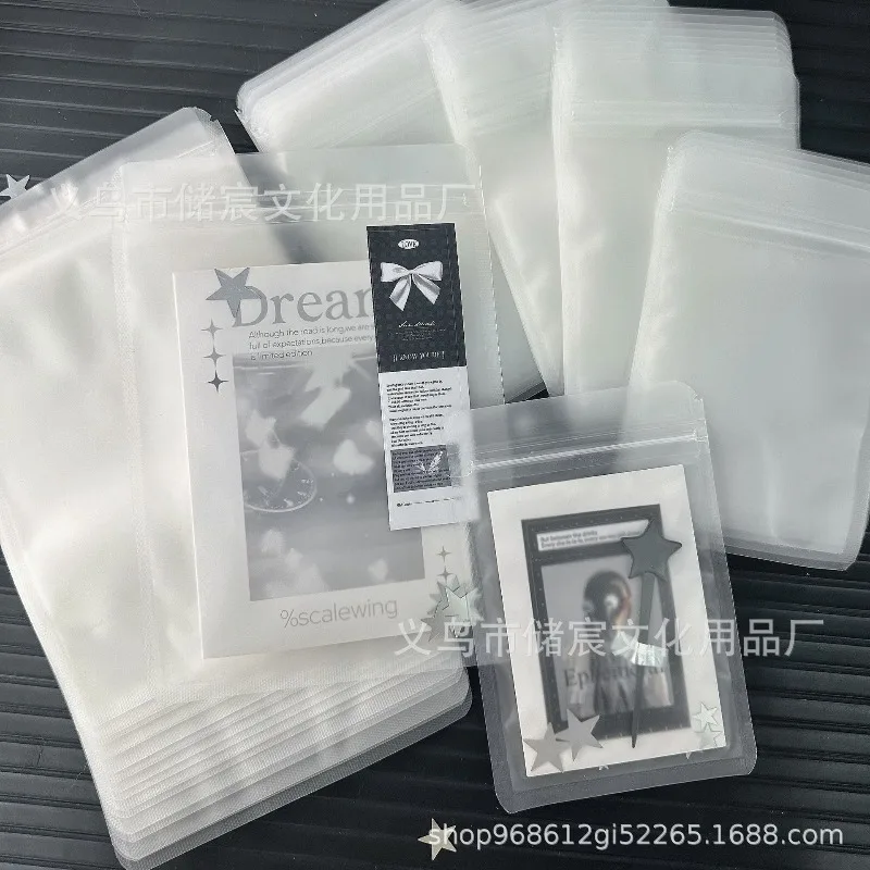 10Pcs Korean Ins Simple Matte Valve Bag for KPOP Idol 3-inch Photocard Packing Girl's Sticker Postcard DIY Transparent Packaging