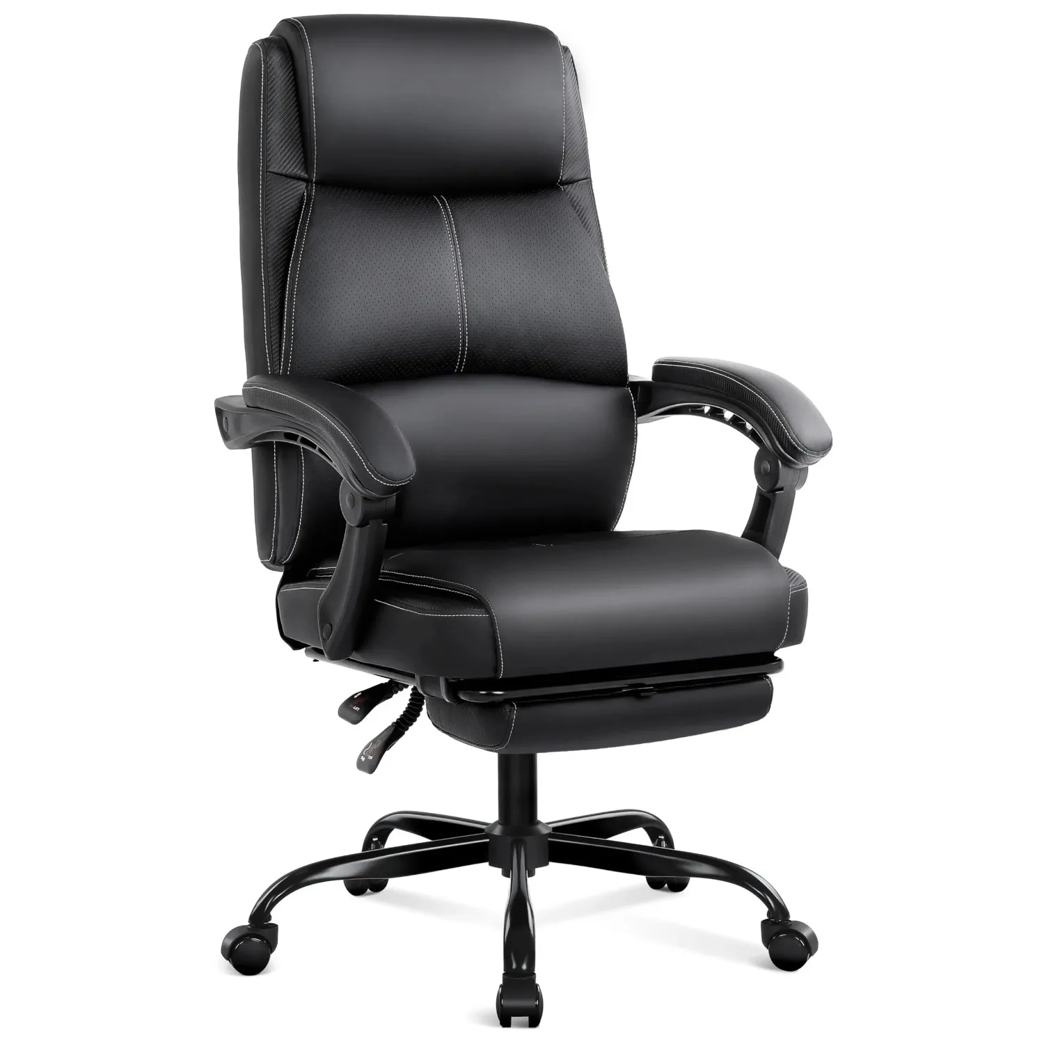 Big and Tall Office Chair with Footrest, High Back Desk Chair with Linkage Armrest, 90-155° Recline Executive Computer