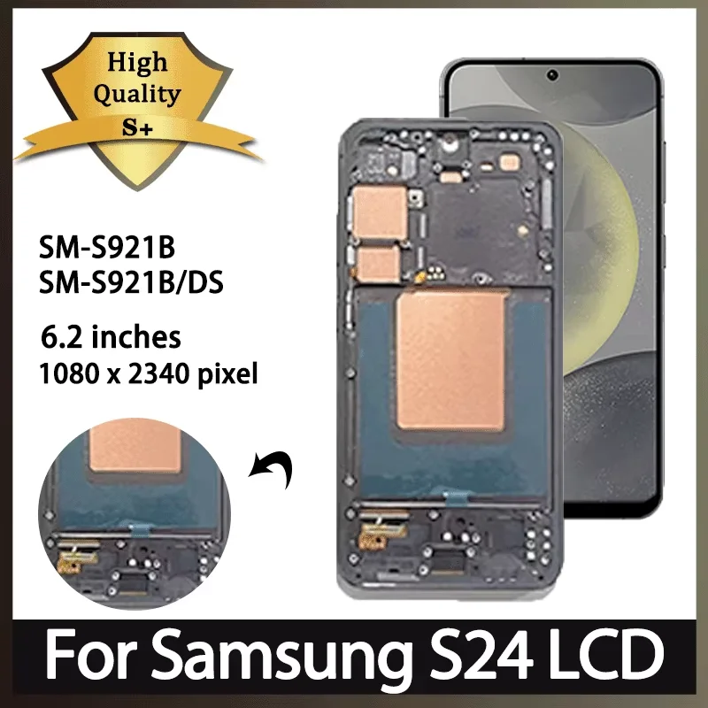 Testé pour Samsung S24 5G LCD pour S24 S921B S921U S921W S921N S921E LCD écran tactile numériseur assemblée