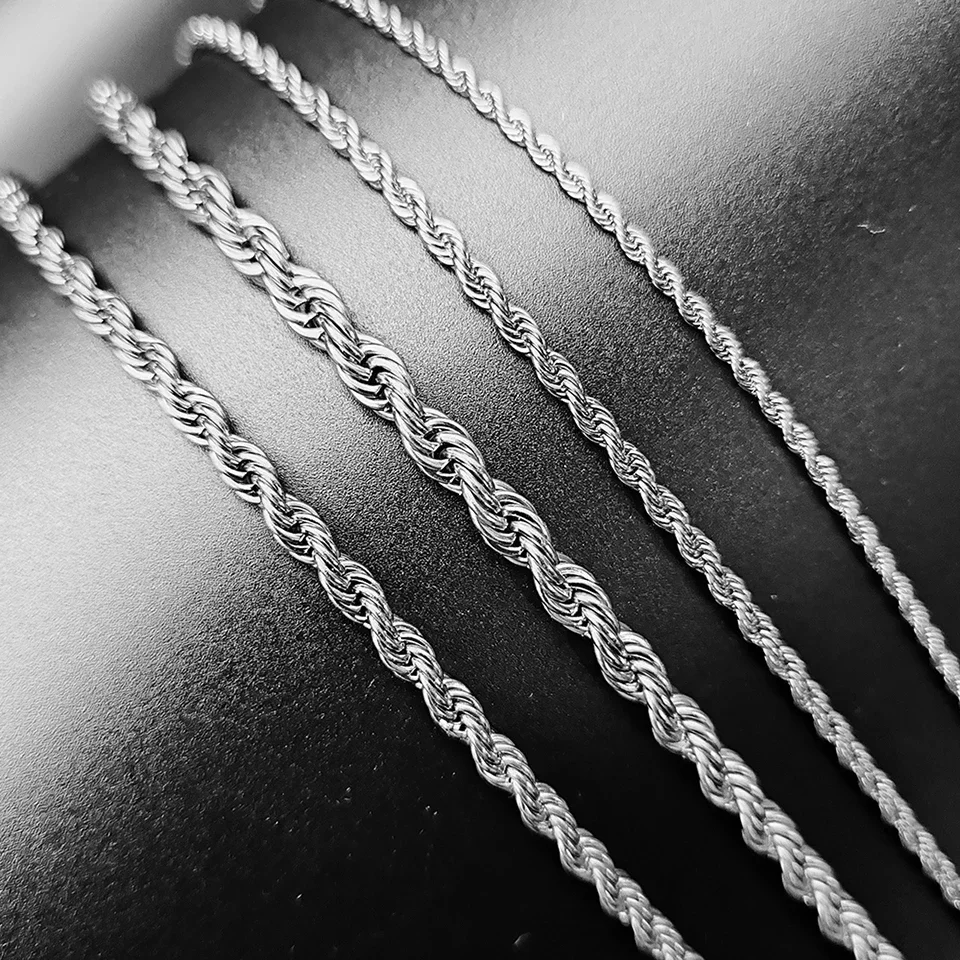 ALIZERO 925 Sterling Silber 4 MM Seil Kette Halsketten Für Frauen Männer Mode Hip Hop Party Punk Halskette Schmuck Großhandel – Detail 11