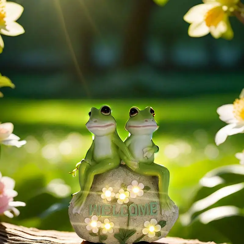 

Garden Statues Solar Decor Lights Solar Frogs Outdoor Lawn Frog For Pathway Balcony Solar Powered Outdoor Garden