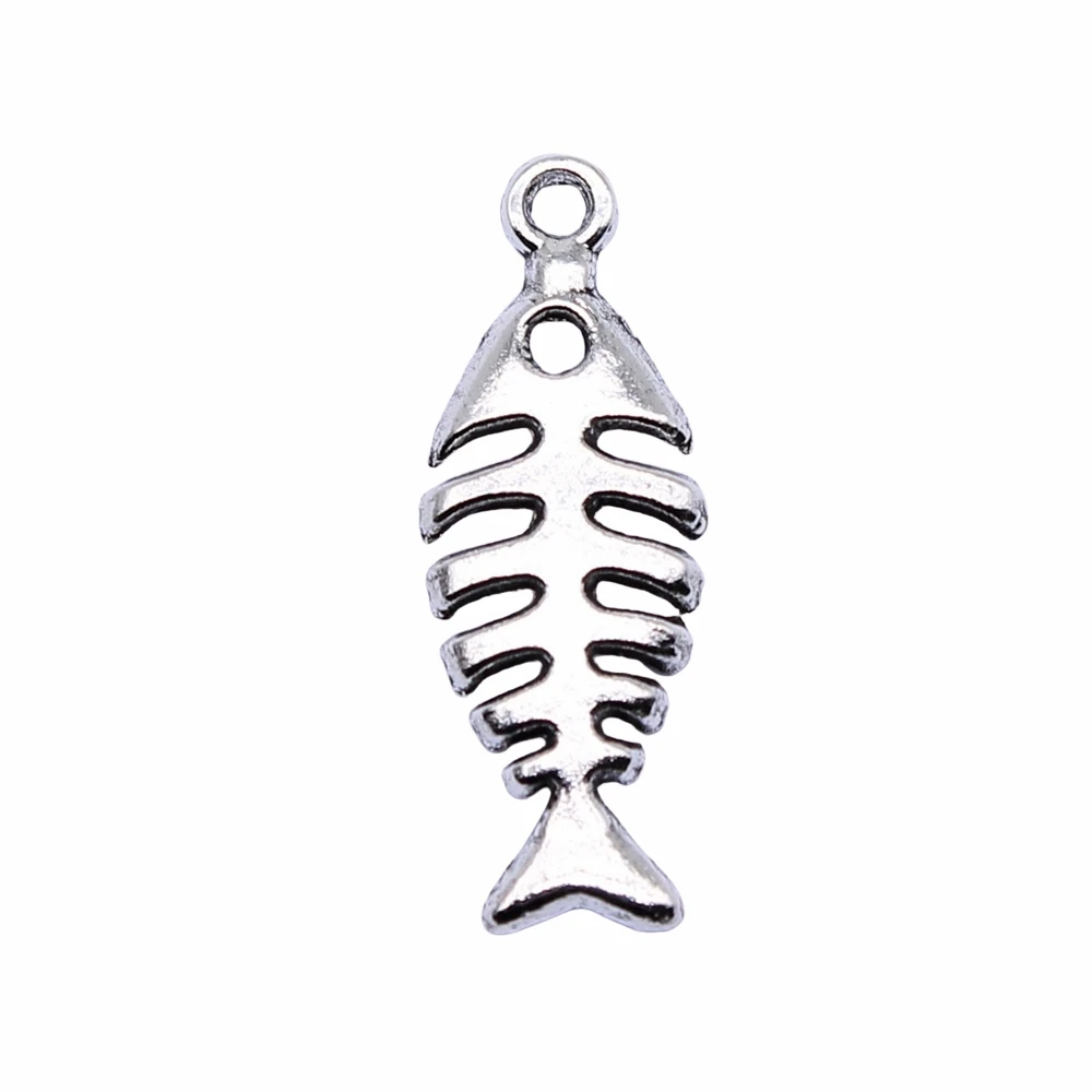 WYSIWYG 20pcs 26x9mm Antique Silver Color Fish Bone Charms Pendant For Jewelry Making DIY Jewelry Findings