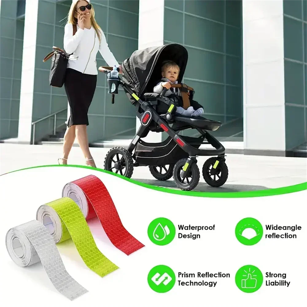 Reflective Warning Tape 5cm*3m Car Reflective Tape Safety Warning Car Decoration Sticker Color Grid Reflector