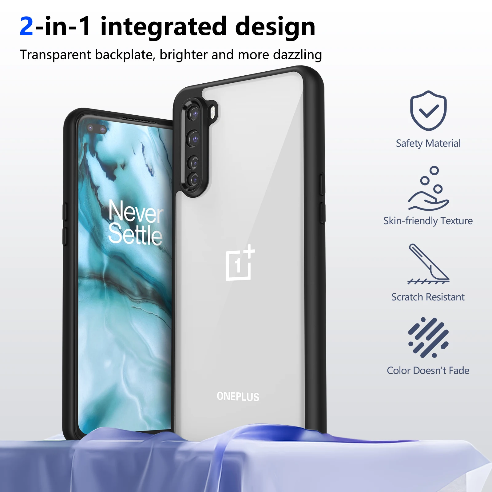 Oneplus Nord AC2001 AC2003 Hülle, stoßfeste Silikon-Stoßstange, Luftpolster, klare, matte Rückseite, harte Handyhülle für One Plus Nord – Detail 23