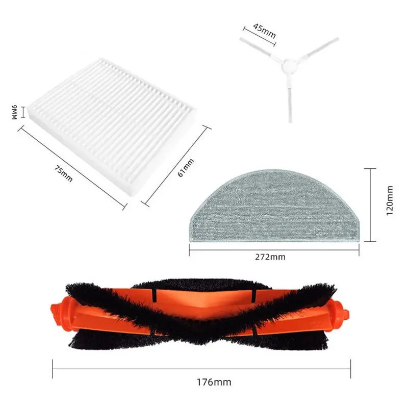 Peças sobressalentes para aspirador robô, Escova lateral principal, Filtro Hepa, Panos de esfregão, Acessórios, Kits de substituição, Xiaomi E10, B112, E12